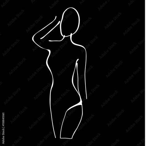Beautiful Black And White Nude Woman Silhouette Stock Vector Adobe Stock