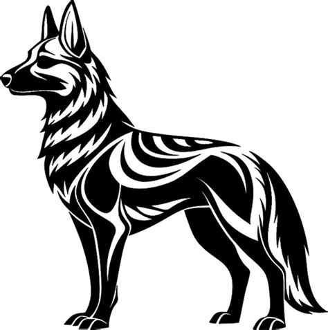 Sleek black German Shepherd stencil logo design | Premium AI-generated PSD
