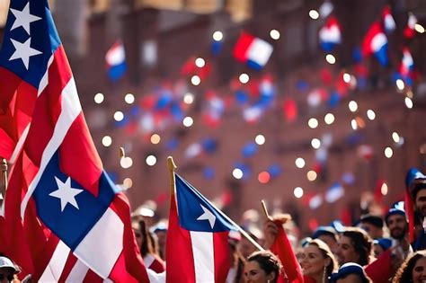 Premium Ai Image People Holding Flags And One With The Other Holding