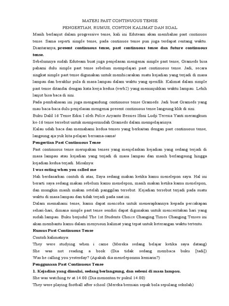 Materi Past Continuous Tense Pdf