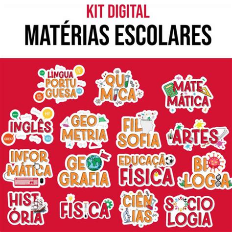 Materias Da Escola - Kit Digital - Matérias Escolares | Dhama dos Papéis