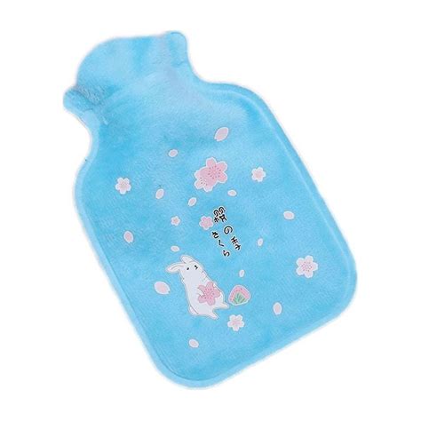 Portable Explosion Proof Cartoon Hot Water Bottles Warming Products Plush Water Injection BLUE