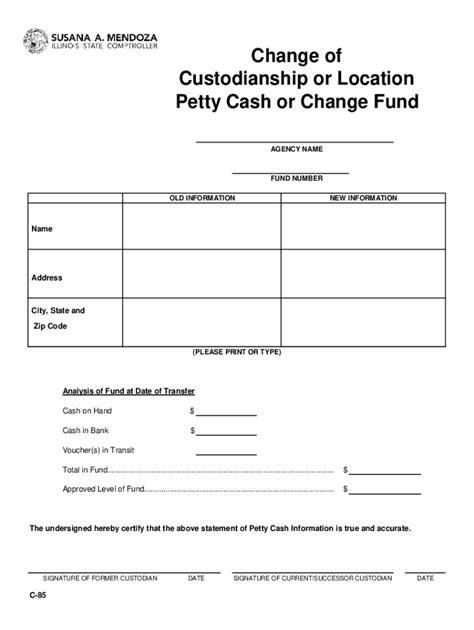 Fillable Online Petty Cash Change Fund Request And Authorization Fax