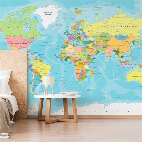 World Map No 14 Wall Mural Print 41 Orchard