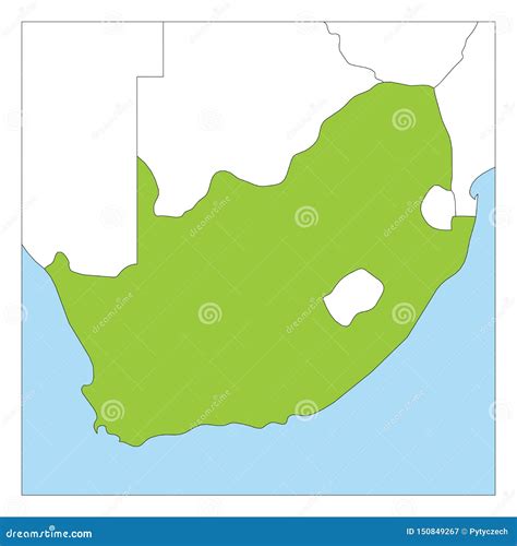 Map of South Africa Green Highlighted with Neighbor Countries Stock