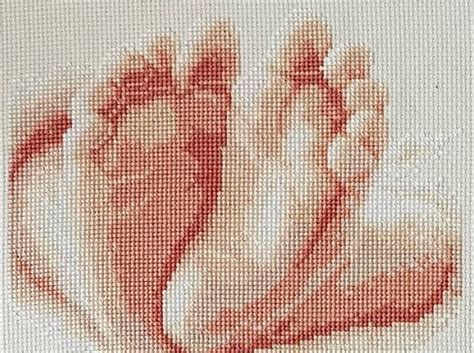 Finished Cross Stitch Baby S Feets Etsy