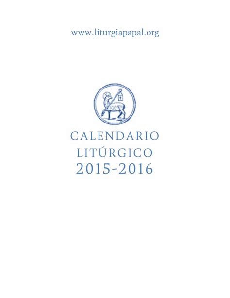 PDF CALENDARIO LITÚRGICO 2015 2016 Liturgia Papalliturgiapapal org