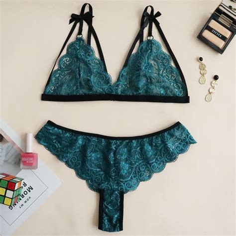 European American Three Point Perspective Sexy Lace Sexy Women S Underwear Sexy Lingerie Set