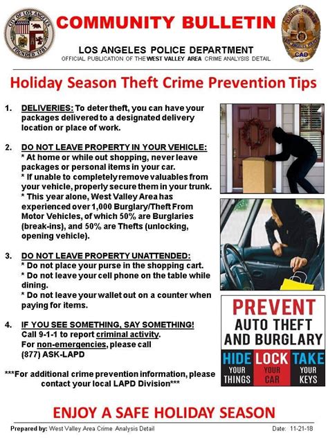 Holiday Crime Prevention Lake Balboa Neighborhood Council