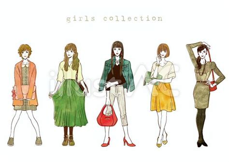 女性ファッション カラーver.イラスト - No: 1057415｜無料イラスト・フリー素材なら「イラストAC」
