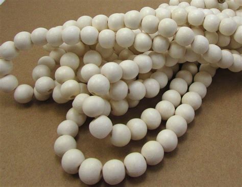 White Wood Beads White 10mm Round Wood Beads Two 2 Etsy