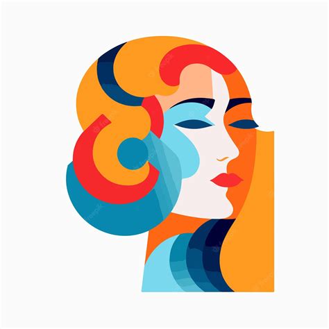 Uma Ilustração Colorida Do Rosto De Uma Mulher Vetor Premium