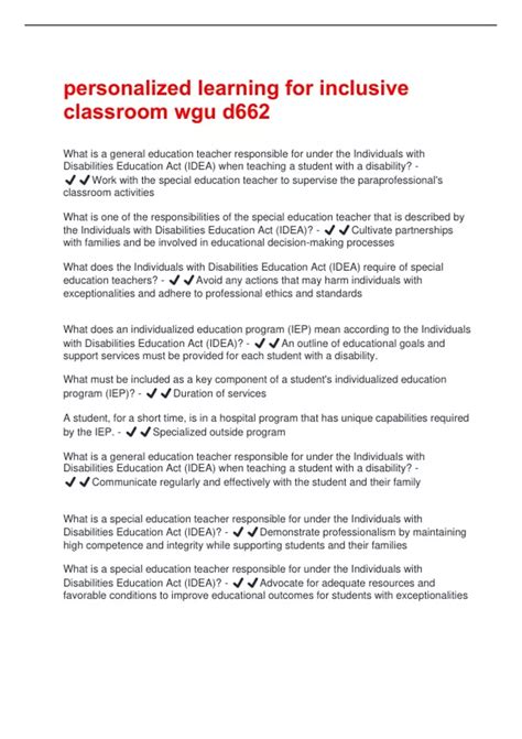 personalized learning for inclusive classroom wgu d662 questions and