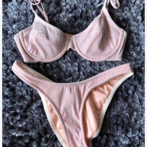 Triangl Pink Sparkly Lina Bikini Top Size Small Depop