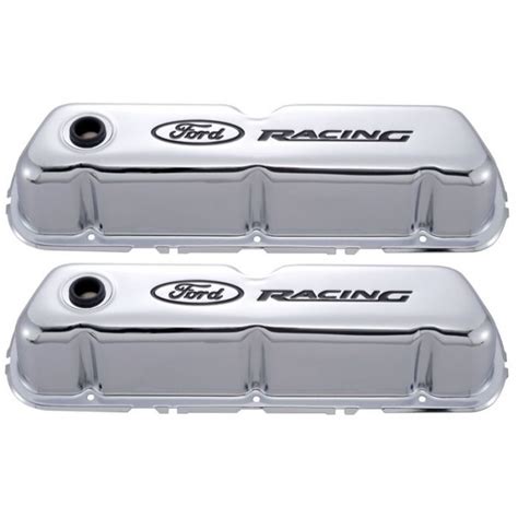 Proform Stamped Steel Chrome Valve Covers Pair Ford Racing Logo 289302351w Ford