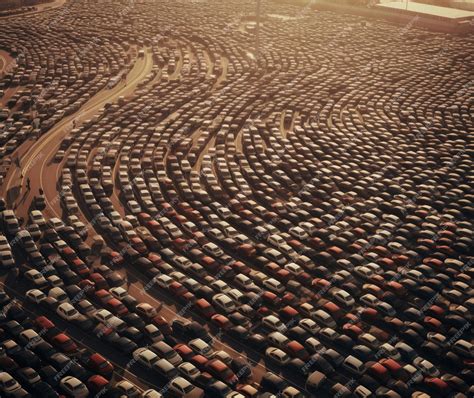 Premium AI Image | Packed parking lots and jammed traffic
