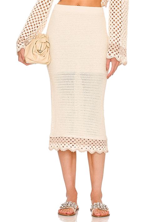 LPA Lanita Crochet Midi Skirt In Ivory Nude REVOLVE
