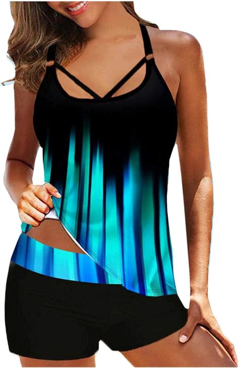 Chlry Damen Tankini Bikini Sets F R Damen Sexy Blumenmuster Sportlich Strandbikini Crossover