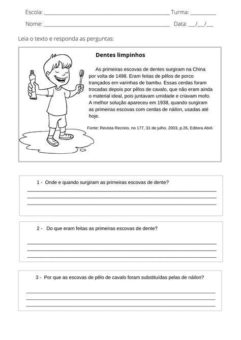 Prova De Portugues 5o Ano Interpretação De Texto Com Gabarito