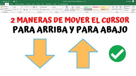 Como Mover El Cursor Para Arriba Y Para Abajo En Excel Youtube