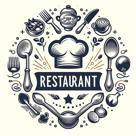 Un Logotipo Para Un Restaurante Se Muestra En Un C Rculo Vector Premium