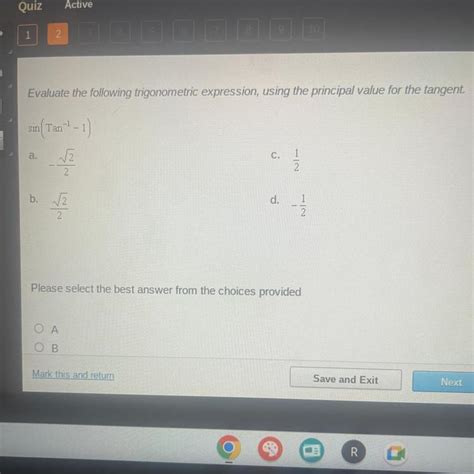 Evaluate The Following Trigonometric Expression Using The Principal