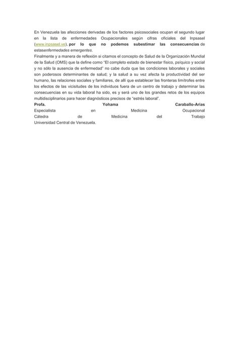 El estrés laboral en venezuela PDF