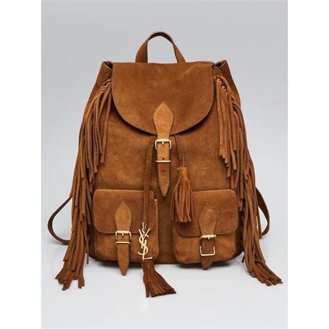 Stylish Ysl Brown Suede Fringe Festival Backpack