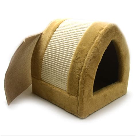Домик драпак для кошек Zoo-hunt Дача 33х33х35 см сезаль бежевый от ...