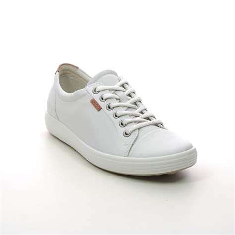 Ecco Soft 7 Lace White Leather Womens Trainers 430003 01007