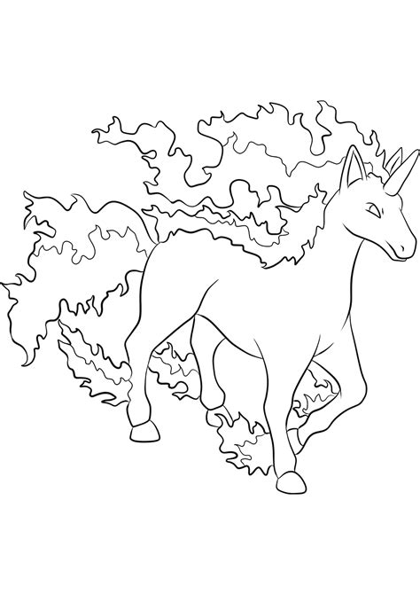 Rapidash (No.78) : Pokemon (Generation I) - Pokemon Coloring Pages for Kids