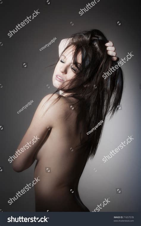 Beautiful Nude Woman Dark Hair Standing Stock Photo 71657578 Shutterstock