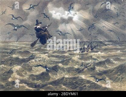 Naked Halloween Witch Flying On A Broom Stick Stock Photo Alamy