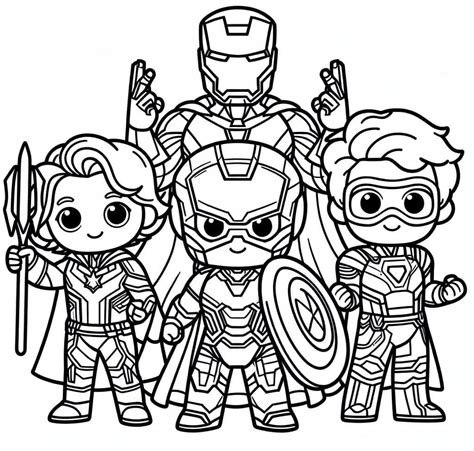 Desenhos de Vingadores Chibi para Colorir e Imprimir - Colorir.Info
