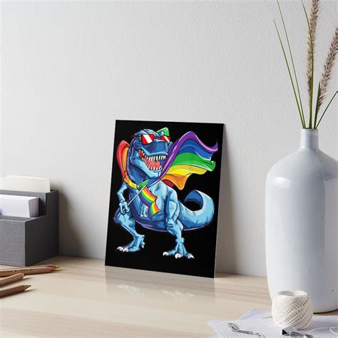 Dinosaur Gay Pride Flag Lgbt Lesbian Bi T Rex Art Board Print By Tolivia Redbubble