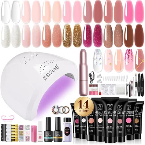 Amazon Rosalind Poly Nail Gel Kit Colors Nail Art Accessories Kit Clear Pink Nude