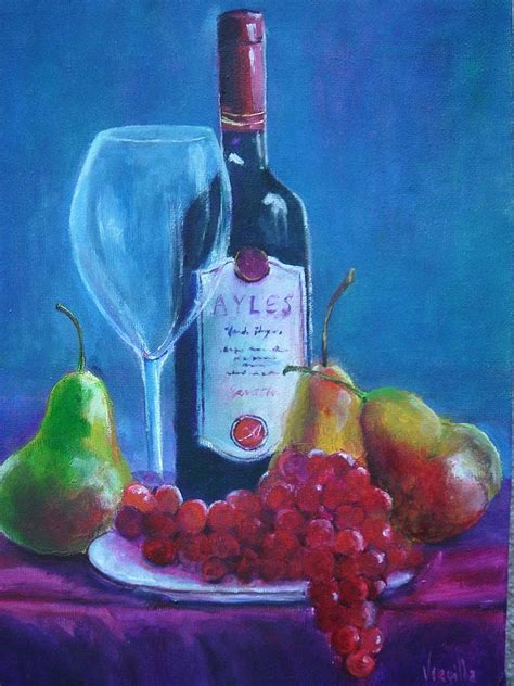 Fine Wine Paintings - A Spanish Wine With Fruit Painting by Virgilla ...