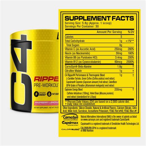 Buy Cellucor C4 Ripped Pre Workout Powder Raspberry Lemonade 174g