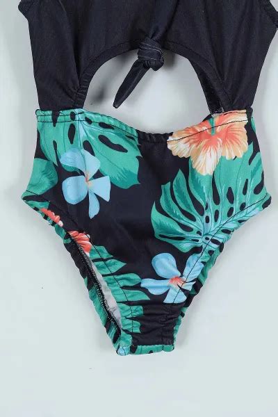 Siyah Ya Ba Lamal Desenli K Z Ocuk Bikini Mayo Tak M Tl Modamizbir