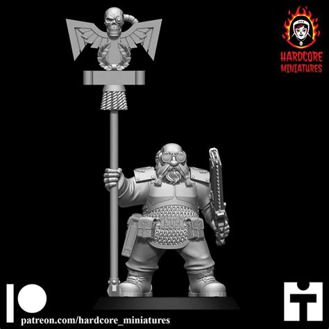 D Printable Space Dwarf Standard Bearer Modular Set By Hardcore
