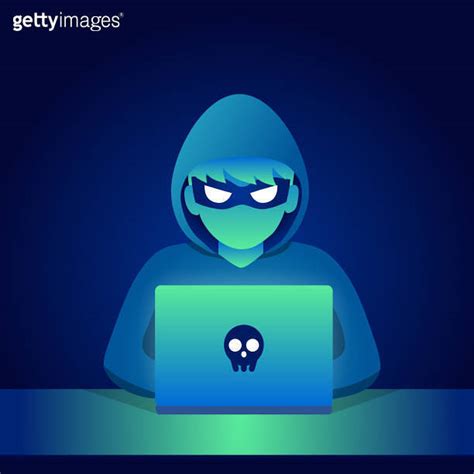 Hacker With Laptop Computer Try To Steal Passwords And Confidential