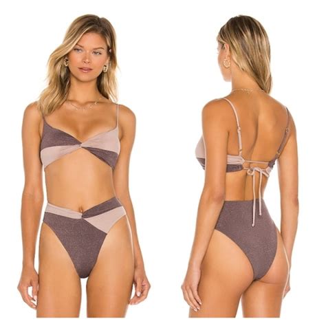 L Space Swim Lspace Ringo Top Nancy Bottoms Metallic Shimmer Bikini Set Poshmark