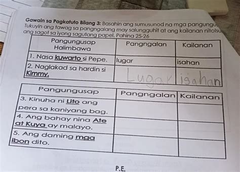 Gawain Sa Pagkatuto Bilang 3 Basahin Ang Sumusunod Na Mga Pangungusap