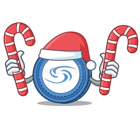 Santa Estilo Dos Desenhos Animados Da Mascote De Syscoin Dos Doces