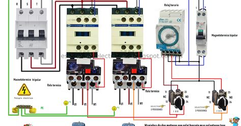 Esquemas El Ctricos Maniobra De Dos Motores Con Reloj Horario Mas