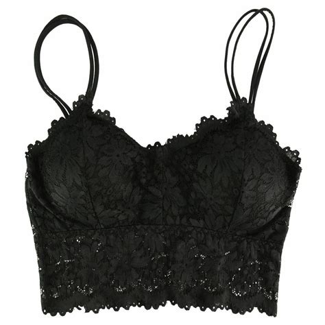 Women Sexy Bra Lingerie Lace V Neck Crochet Bralette Crop Top Cami Padded Tank EBay