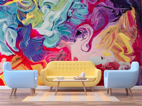 Colorful Modern Art Wallpaper Wall Mural Removable - Etsy