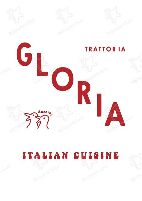 Menu at Gloria restaurant, London, 54-56 Great Eastern St