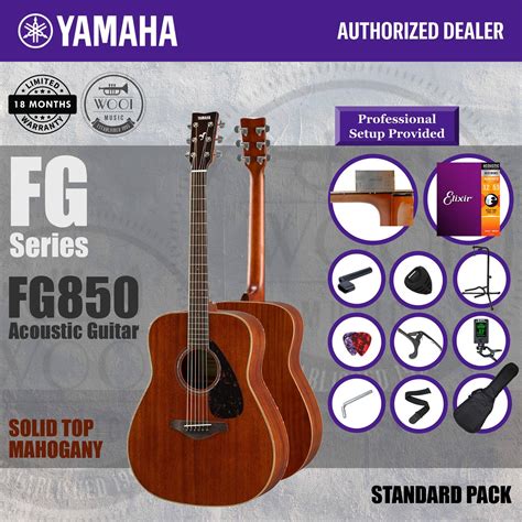 Yamaha FG850 FG Series Mahogany Solid Top Acoustic Guitar 41" | Lazada