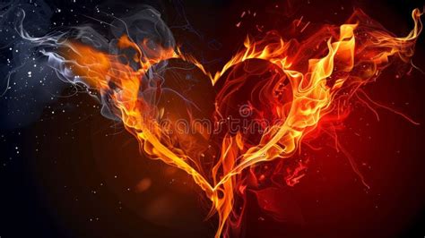Heart Shape Engulfed in Flames, Symbolizing the Concept of Divorce and ...